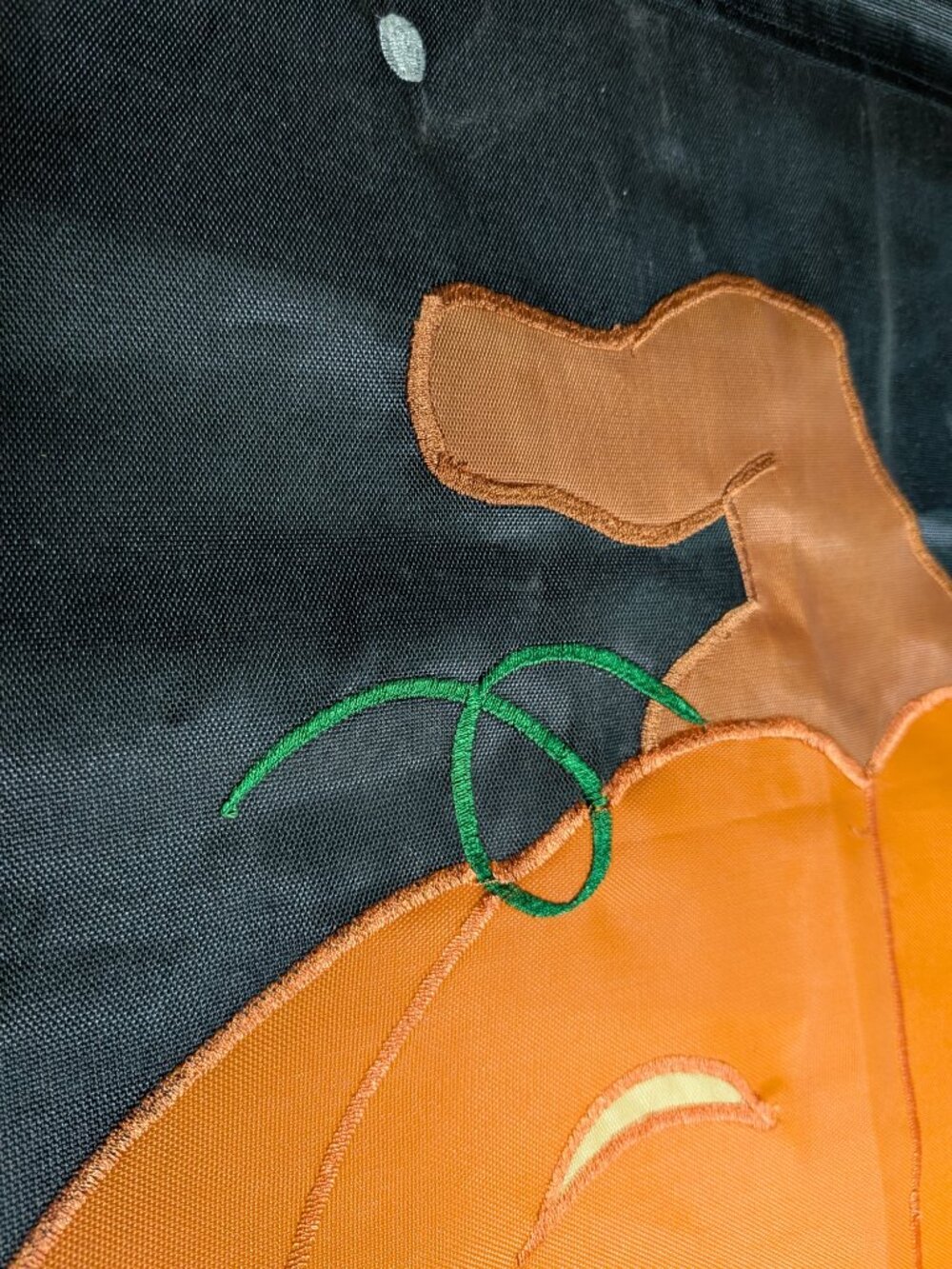 Vintage Applique Halloween Pumpkin Ghost House Flag Large Embroidered Banner - Picture 3 of 11